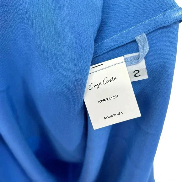 ENZA COSTA DRESS WOMENS 2 SATIN BIAS CUT SLIP IN POOL BLUE VERSATILE WEDDING - Picture 5 of 11